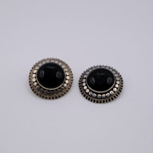 Black Onyx Cabochon Bali Stud
