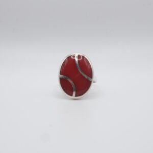 Modernist Statement Red Cabochon Ring