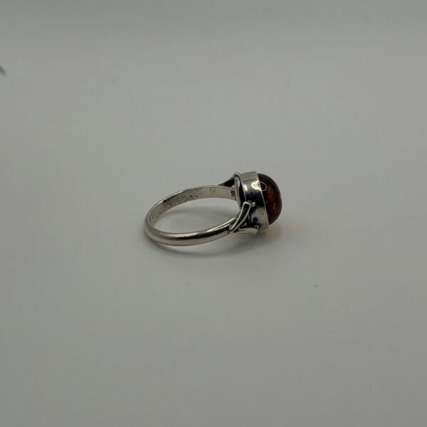 Round Amber Cabochon Ring