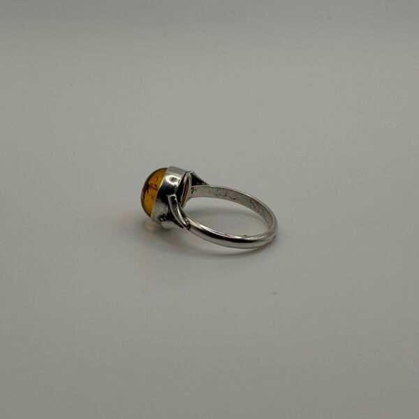 Round Amber Cabochon Ring
