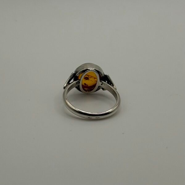 Round Amber Cabochon Ring