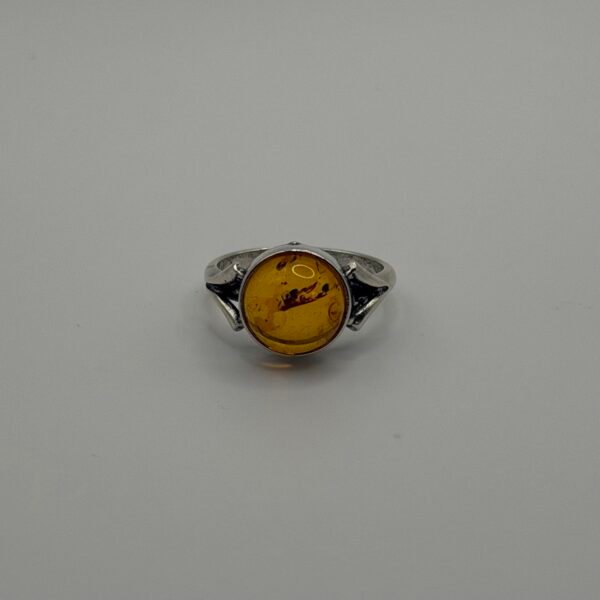 Round Amber Cabochon Ring