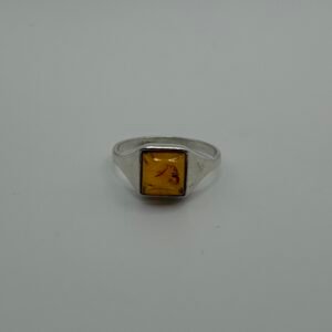 Square Amber Signet Ring