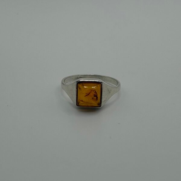 Square Amber Signet Ring