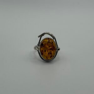 Abstract Amber Arc Ring
